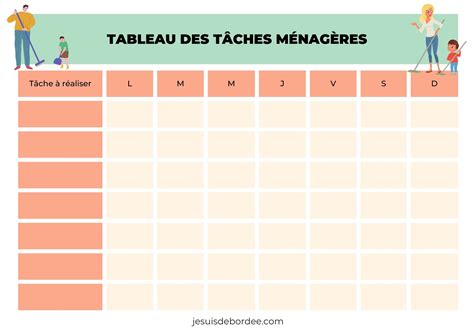 planning tache menagere famille nombreuse a imprimer|Planning de répartition des tâches de la Famille